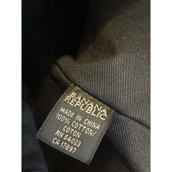 Banana Republic Bamboo Handle Black & Cream Canvas Top Handle Handbag - Picture 3 of 16